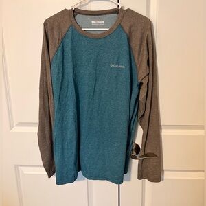 Columbia Blue and Brown Long Sleeve Top